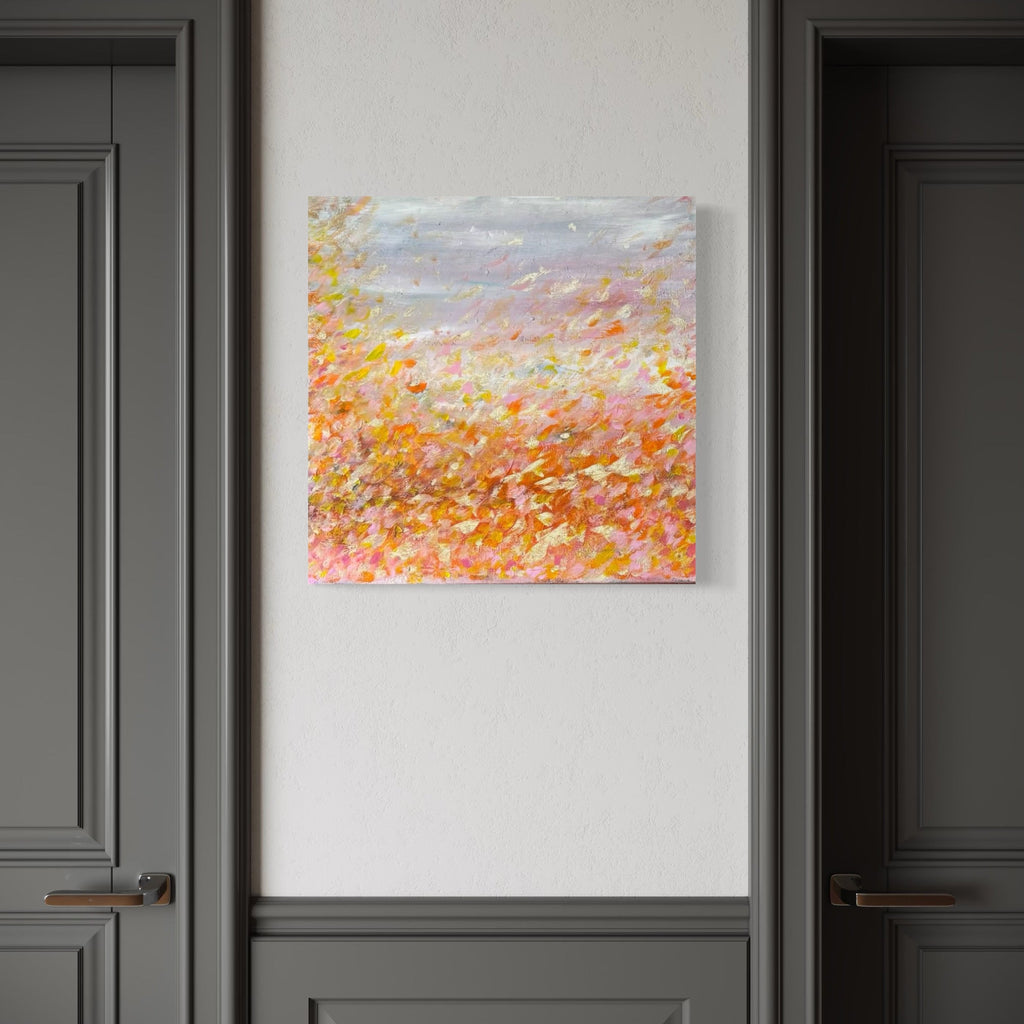 The artwork, ETCHED IN SUNLIGHT, by Gail Sarasohn, displayed in a room.