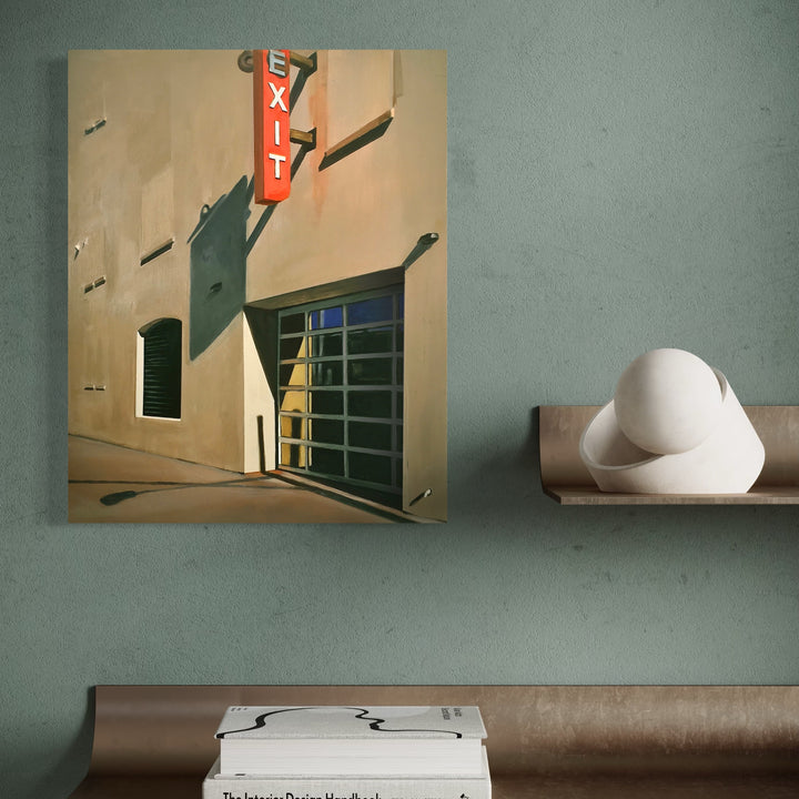 The artwork, EXIT, by Allan Gorman, displayed in a room.