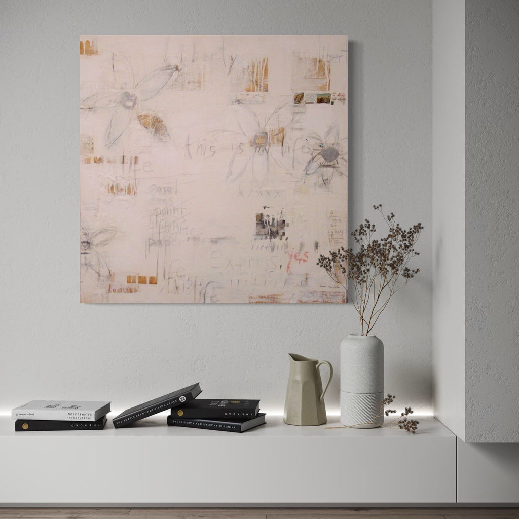 The artwork, EXPRESSIONS, by Amadea Bailey, displayed in a room.