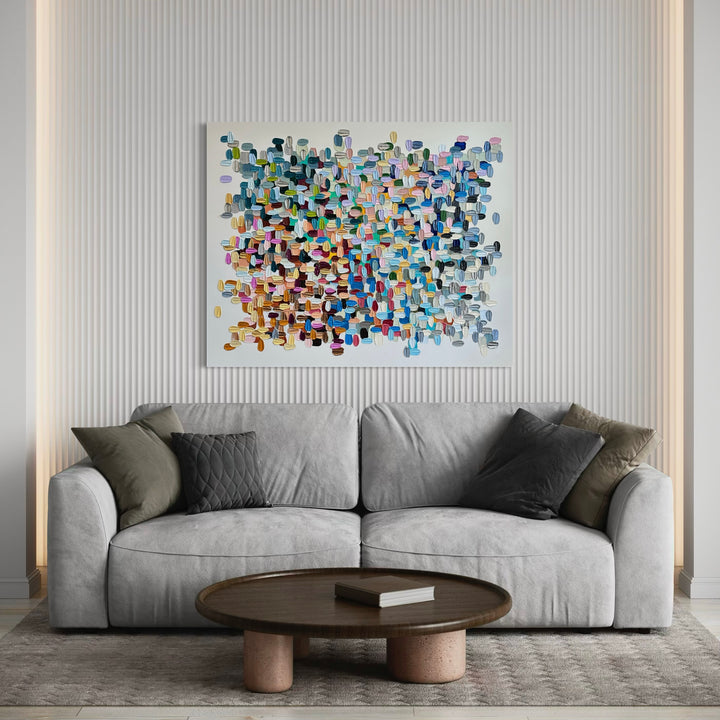 The artwork, Early Morning, by Shiri Phillips, displayed in a room.