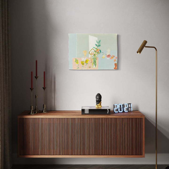 The artwork, Early Morning Interior, by Lisa Warren, displayed in a room.