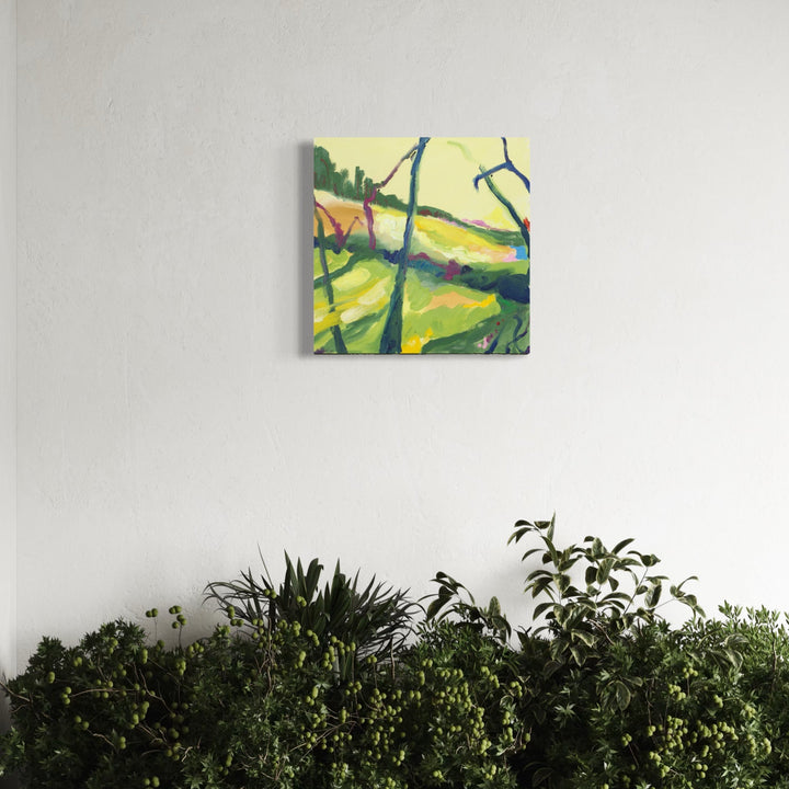 The artwork, Early Spring , by Hana Yoshikawa, displayed in a room.