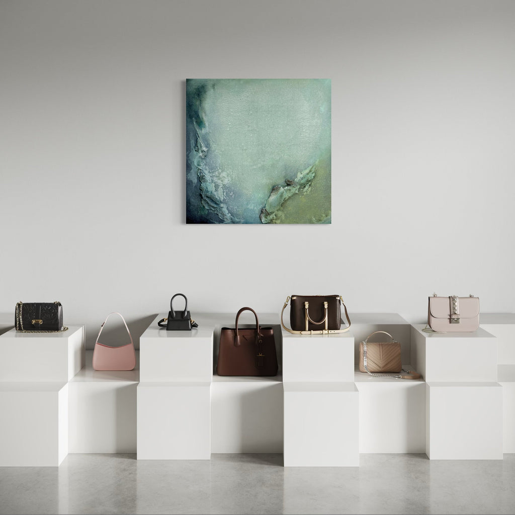 The artwork, Early Thaw, by Abbey Stace, displayed in a room.