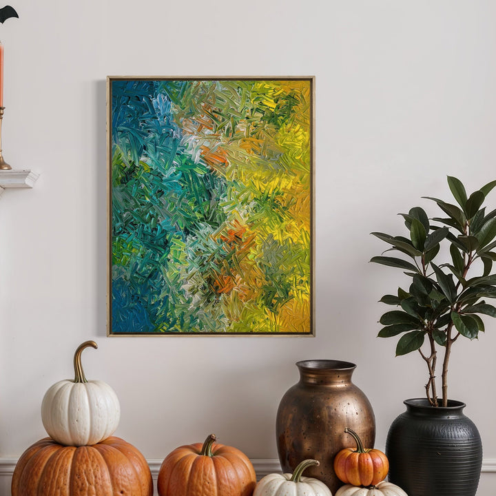 The artwork, Earth's Ache, by Hillary Hany, displayed in a room.