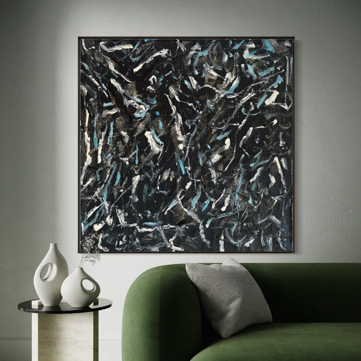 The artwork, End Of November 6, by Albion Vu, displayed in a room.