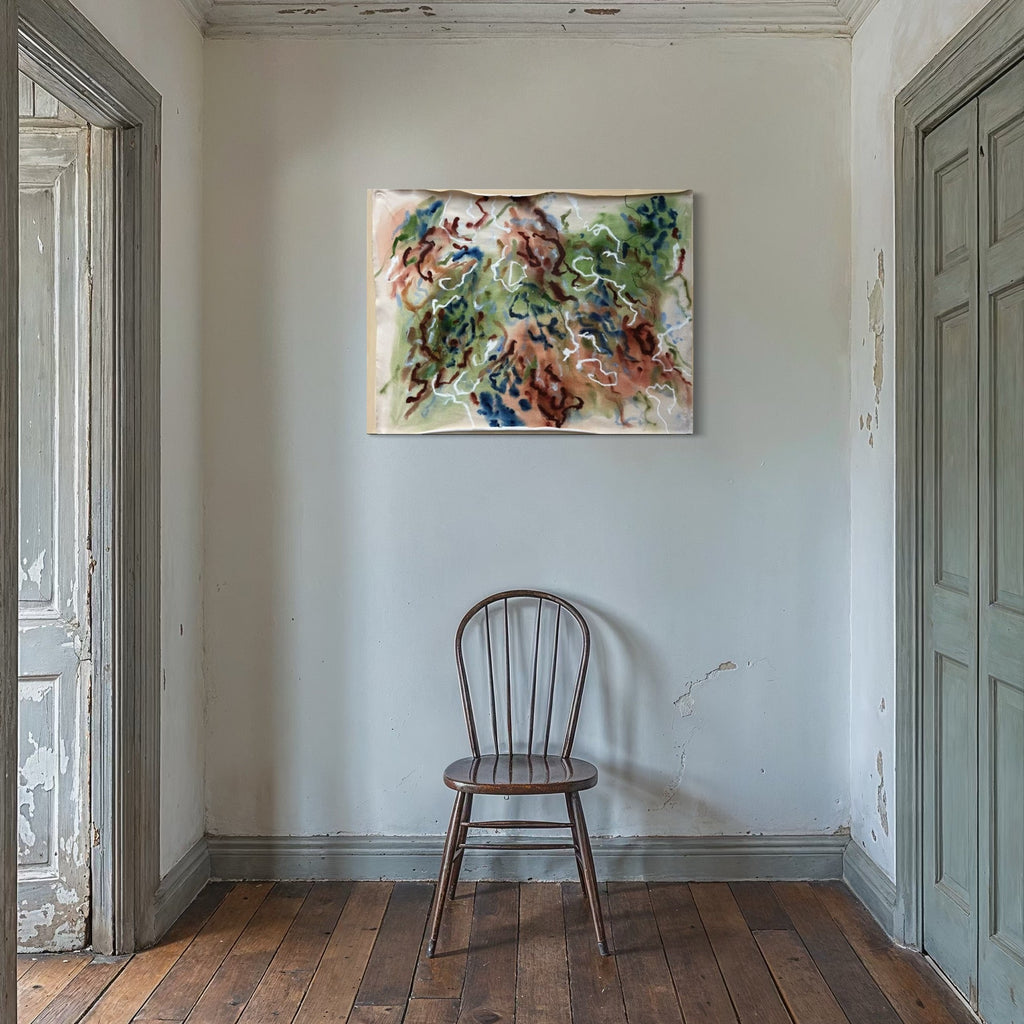 The artwork, Ends and Beginnings, by Adele Marchant, displayed in a room.