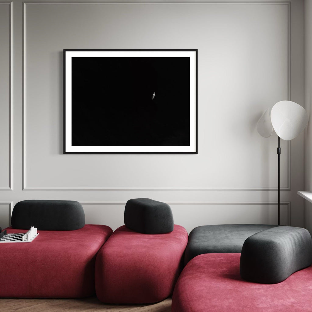 The artwork, Enough, by Dennis Maida, displayed in a room.