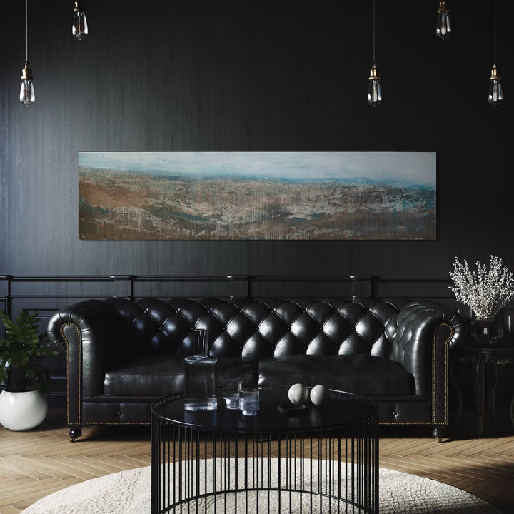 The artwork, Epilogue Landscape, by Deborah Chaney, displayed in a room.