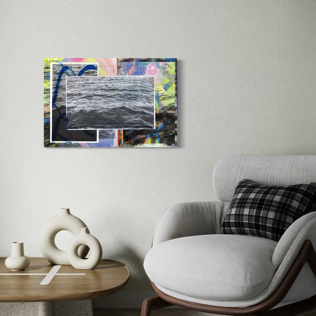 The artwork, Every Wave, by Francisco Donoso, displayed in a room.