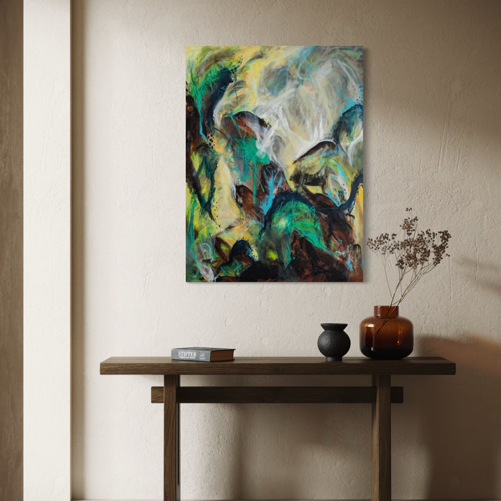 The artwork, Exalted, by Betsy Becher, displayed in a room.