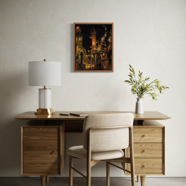 The artwork, Factory No. 1, by Ler Chang, displayed in a room.