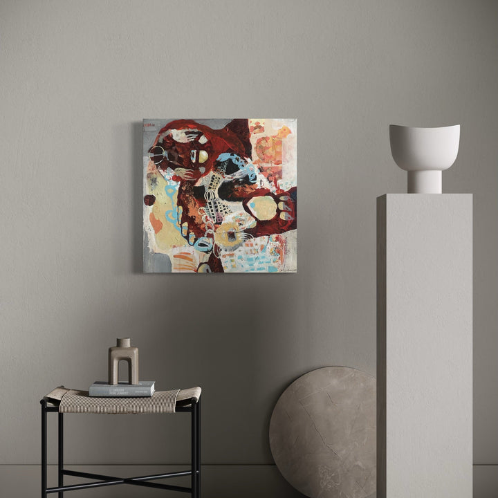 The artwork, Falcon's Fort, by David Louis Cintron, displayed in a room.