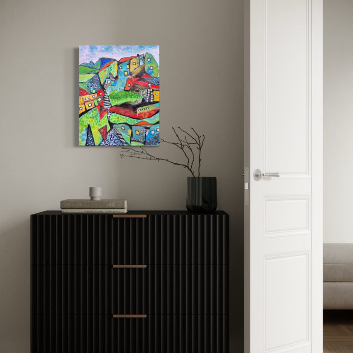 The artwork, Favela Vidigal, by James Ehling, displayed in a room.