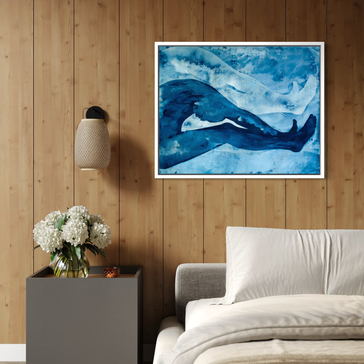 The artwork, Figure Study #05F, by Cat Welch, displayed in a room.