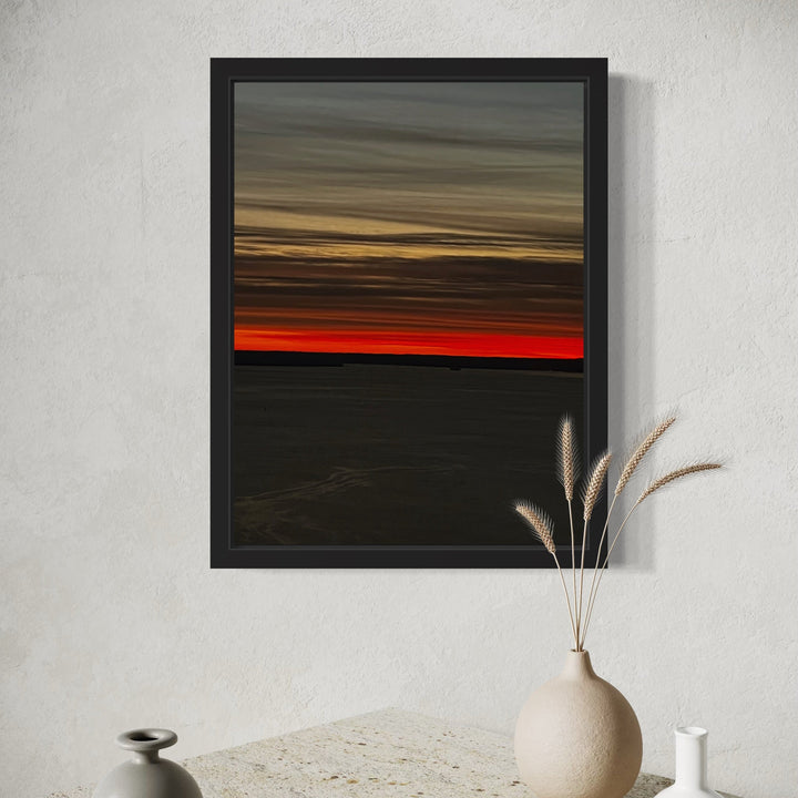 The artwork, Fire & Ice 1, by Starr Tucker-Ortega, displayed in a room.