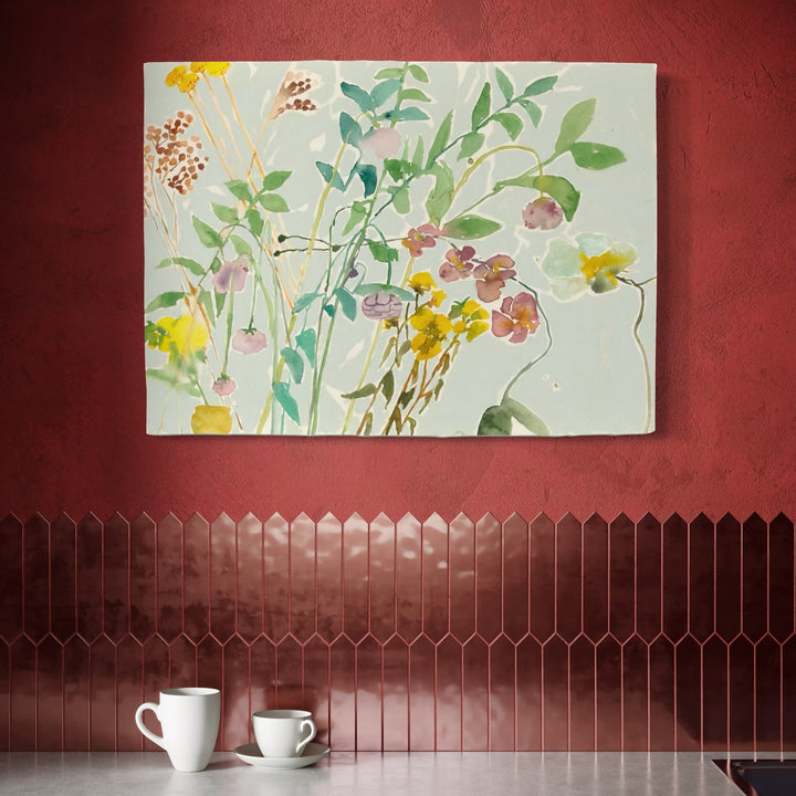 The artwork, Flower Freeform, by Lisa Warren, displayed in a room.