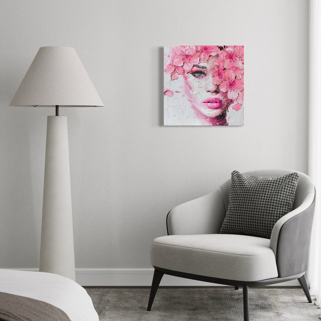 The artwork, Flower Rose, by Claudia Sauter, displayed in a room.
