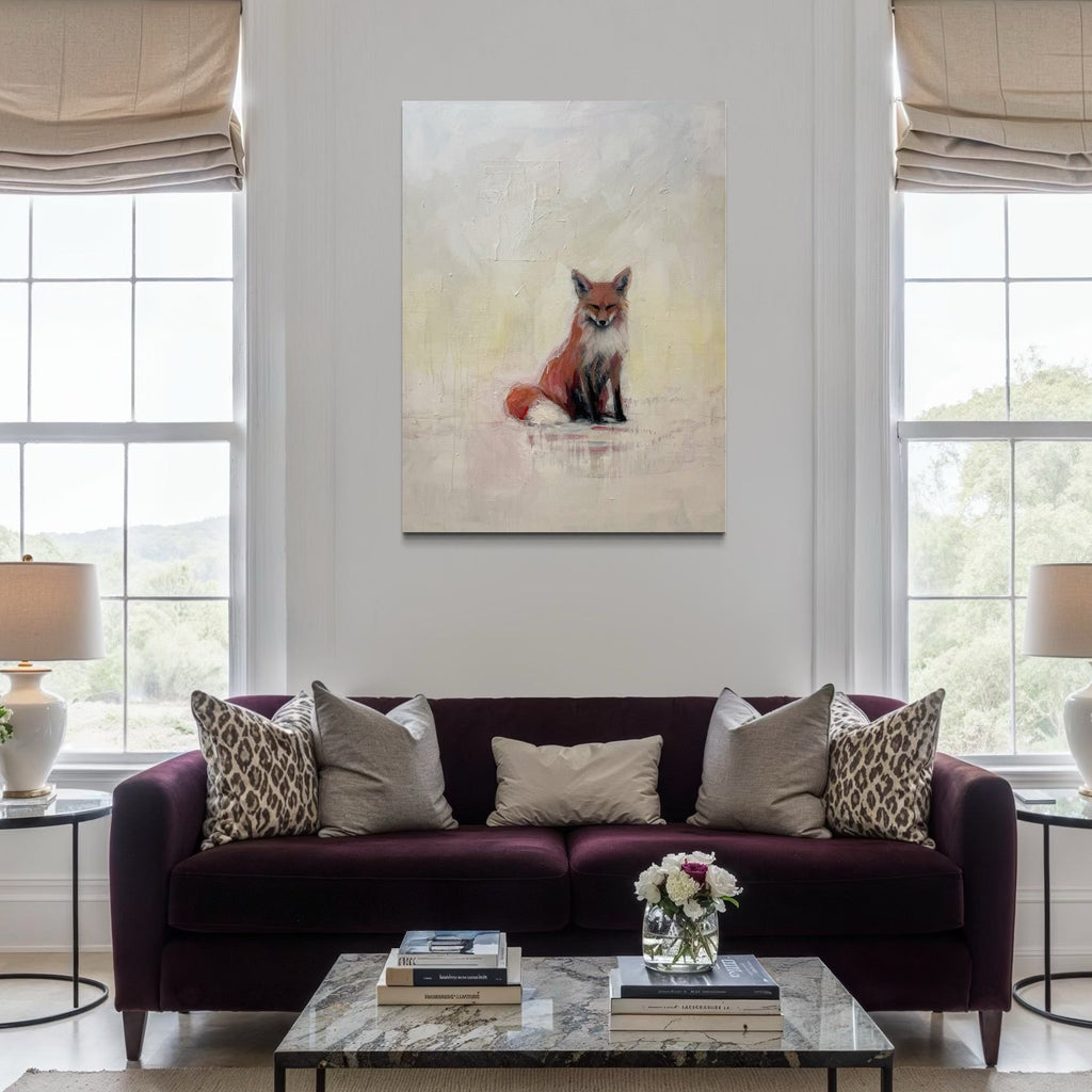 The artwork, Fox, by Chris Baily, displayed in a room.