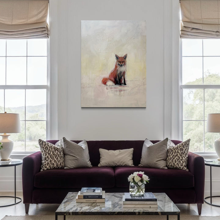 The artwork, Fox, by Chris Baily, displayed in a room.