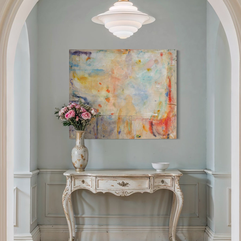 The artwork, Frankie, by Amy Decker, displayed in a room.