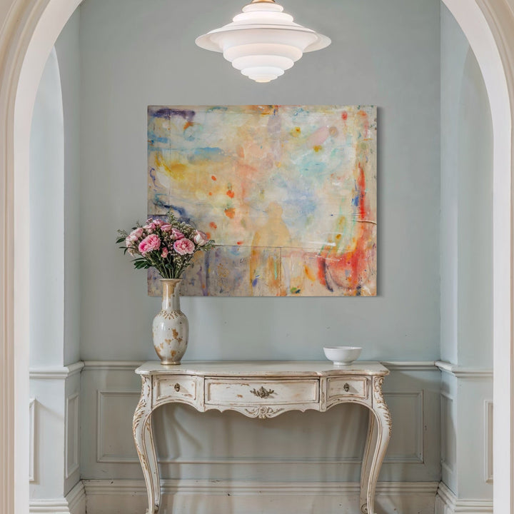 The artwork, Frankie, by Amy Decker, displayed in a room.