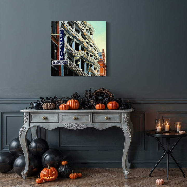 The artwork, Franklin, by Allan Gorman, displayed in a room.