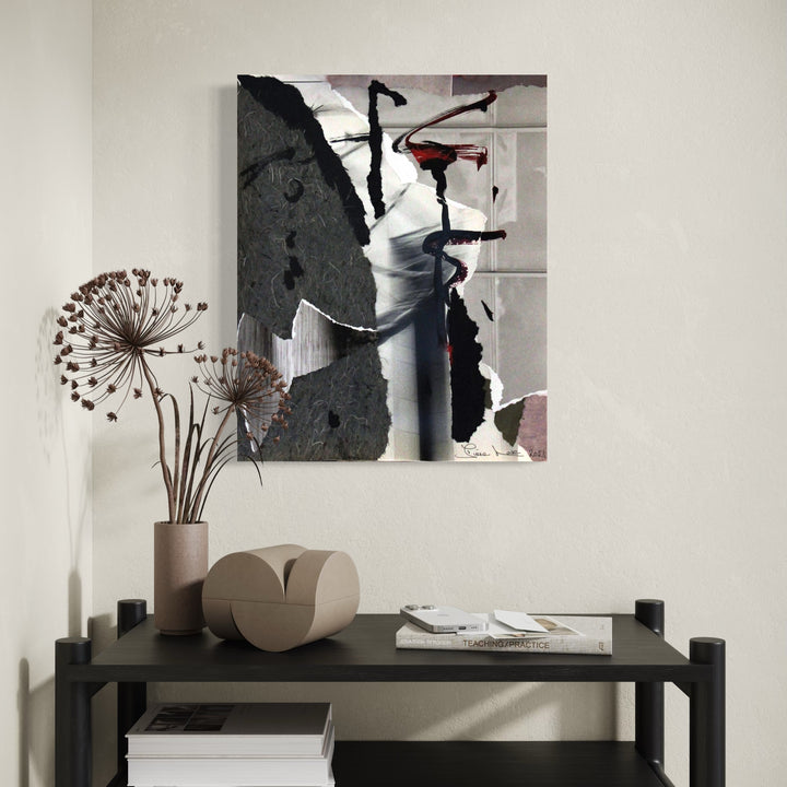 The artwork, GREY STUDY , by Diane Love, displayed in a room.