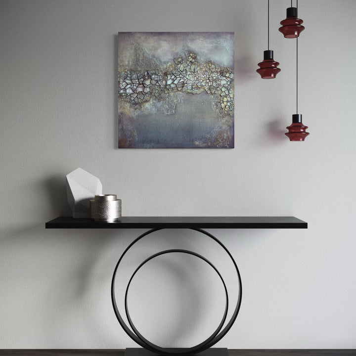 The artwork, Glass Sea, by Abbey Stace, displayed in a room.