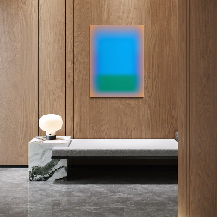 The artwork, Glow [XVII], by Harold Herb, displayed in a room.