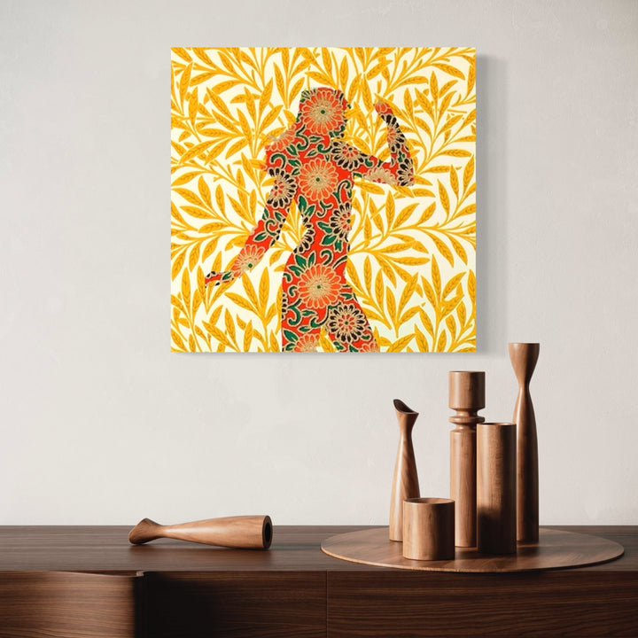 The artwork, Golden Boogie, by Theresa Gooby, displayed in a room.