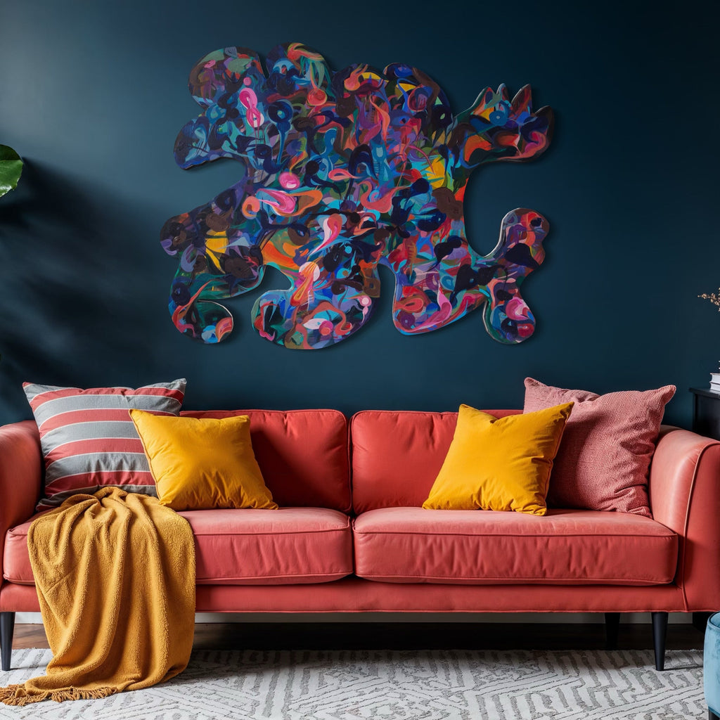 The artwork, Gole, by Carin Kulb Dangot, displayed in a room.