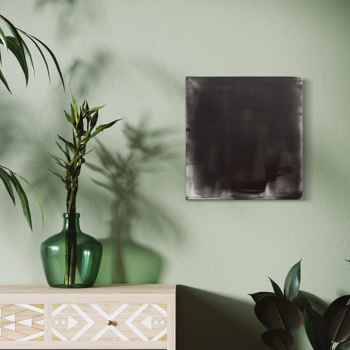 The artwork, Graphite Veil 4, by Debra Ramsay, displayed in a room.