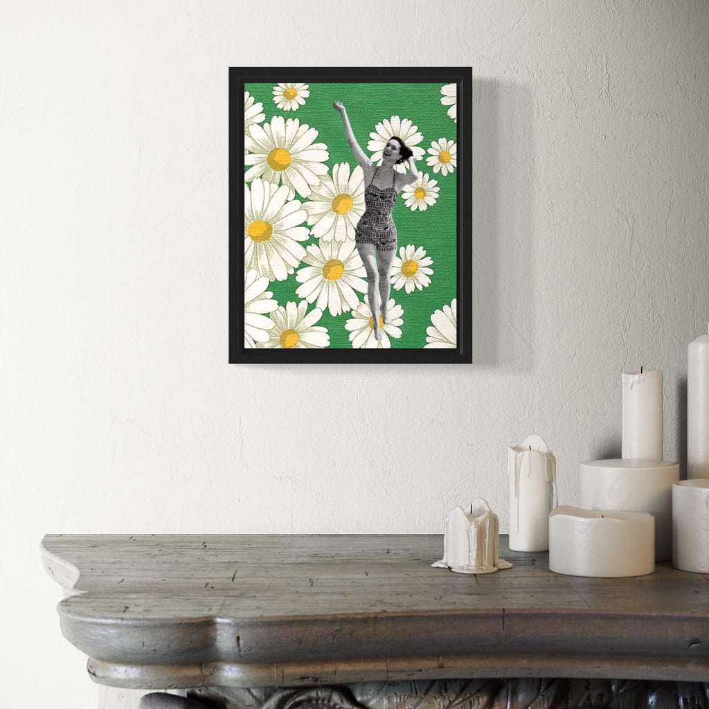 The artwork, Green Daisy Bather, by Theresa Gooby, displayed in a room.