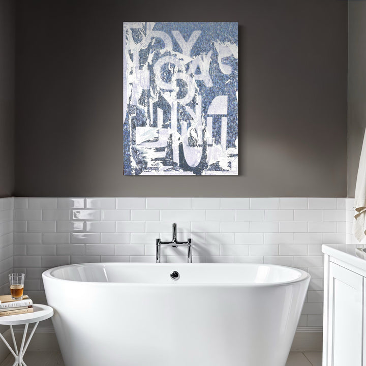The artwork, Grey Convo 1, by Amy Turner, displayed in a room.