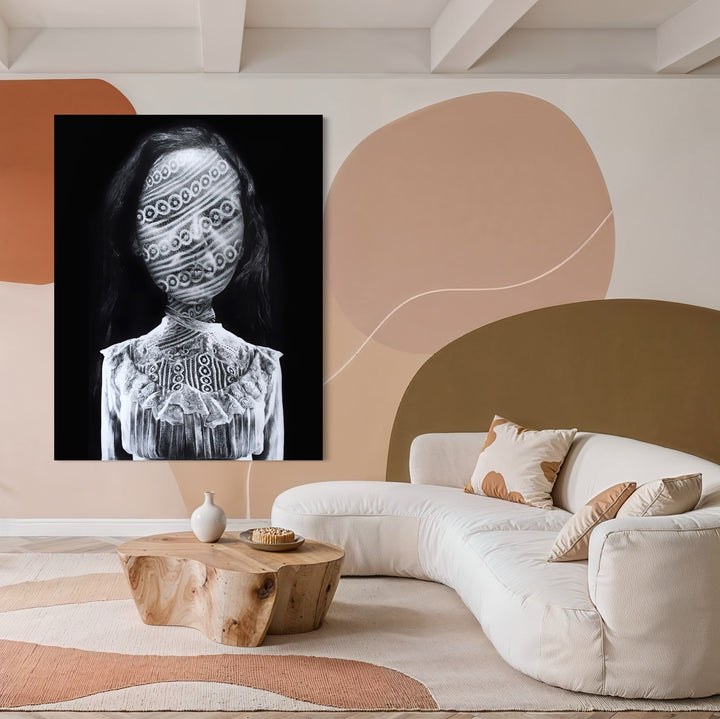 The artwork, HUNTING BUTTERFLIES I, by Lisyanet Rodriguez, displayed in a room.