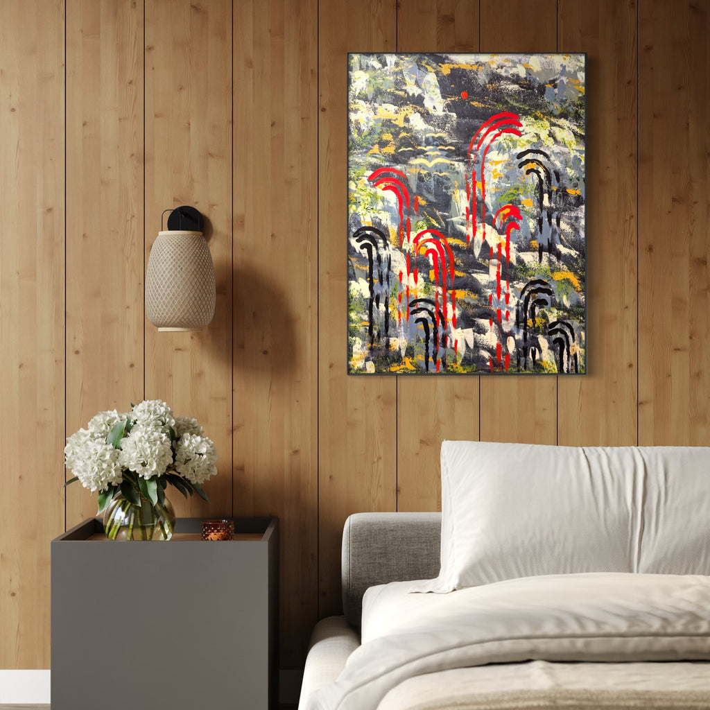 The artwork, Halcyon, by Hillary Hany, displayed in a room.