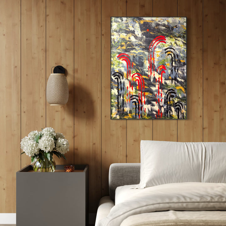 The artwork, Halcyon, by Hillary Hany, displayed in a room.