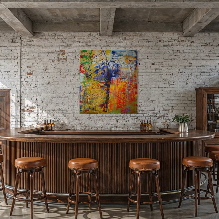 The artwork, Happy 1, by Harry Moody, displayed in a room.