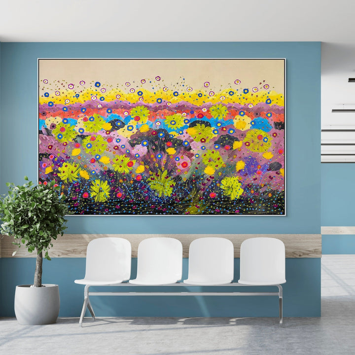 The artwork, Happy Sustainable Memories, by Dorothea Sandra, displayed in a room.