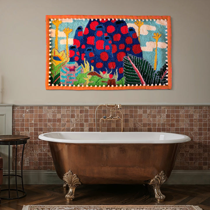 The artwork, Harvest, by James Hsieh, displayed in a room.