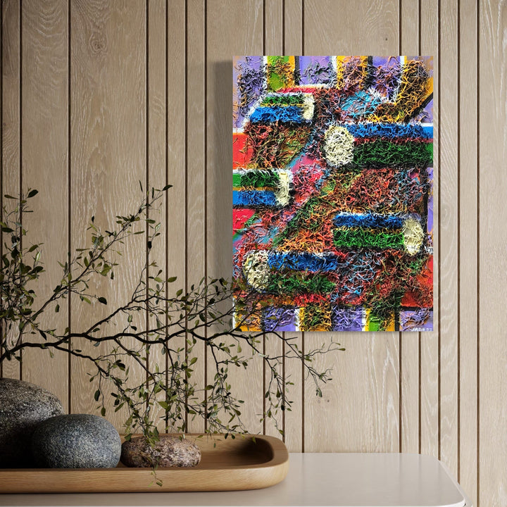 The artwork, Harvest, by Jade Chan, displayed in a room.