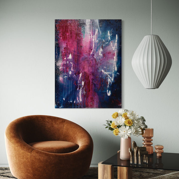 The artwork, Heart Opener, by Deborah Chaney, displayed in a room.