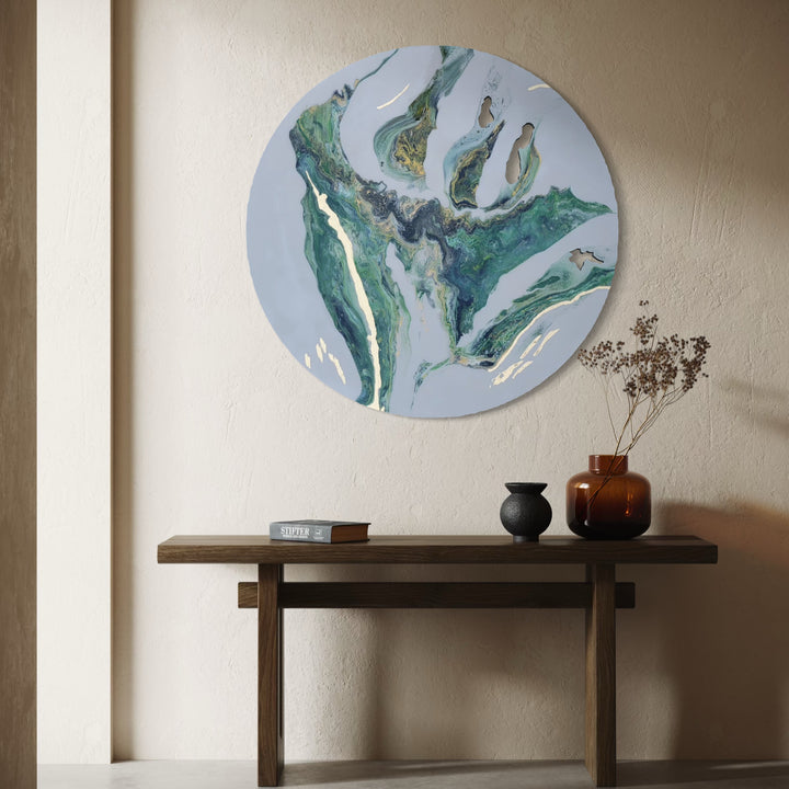 The artwork, Higher Love, by Swann Freslon, displayed in a room.