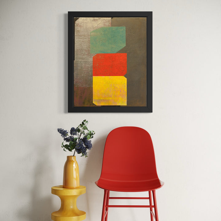 The artwork, History of Art in Dyssynchronous Order: fig. a, by Ken Schiano, displayed in a room.