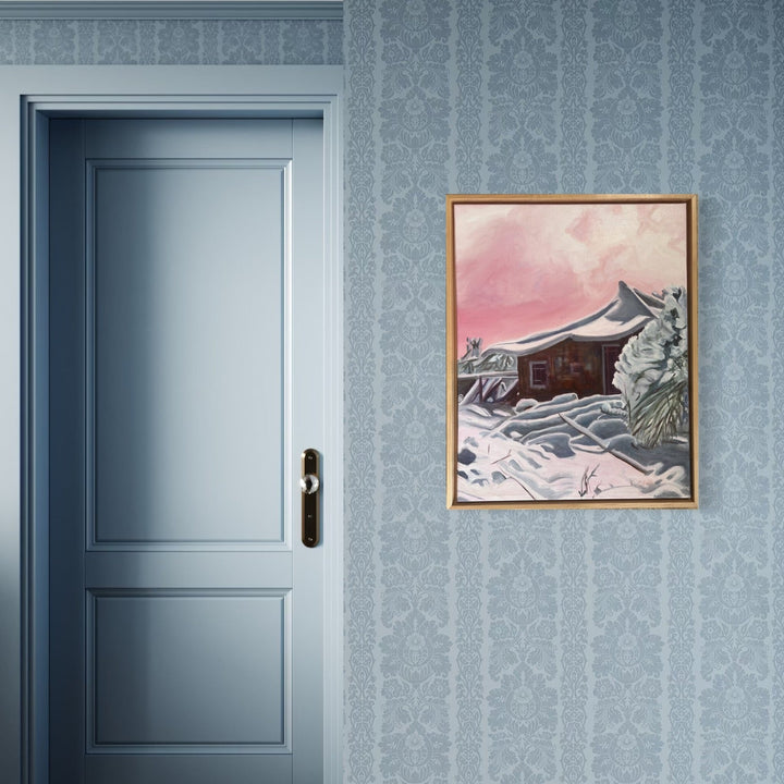 The artwork, Hobbit House 2, by Connie Falk, displayed in a room.