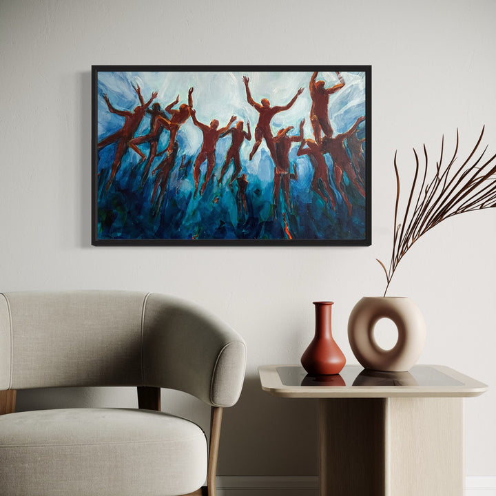 The artwork, Holy Host of Others, by Jo Carol Mitchell-Rogers, displayed in a room.