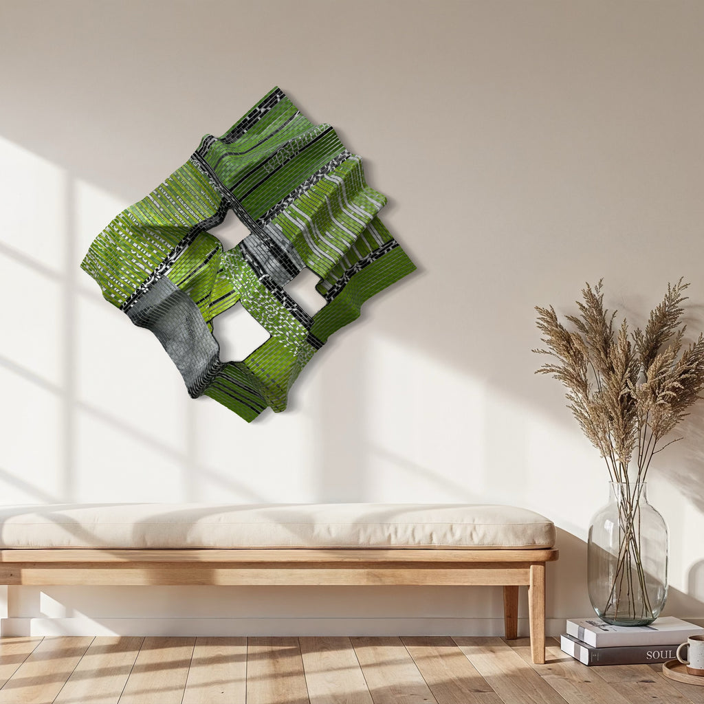 The artwork, Hudson # 19, by Shelley Heffler, displayed in a room.