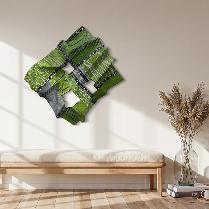 The artwork, Hudson # 19, by Shelley Heffler, displayed in a room.