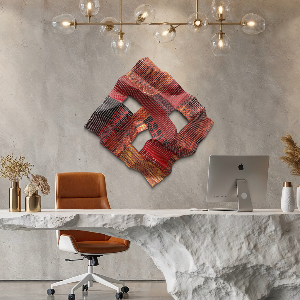 The artwork, Hudson # 26, by Shelley Heffler, displayed in a room.