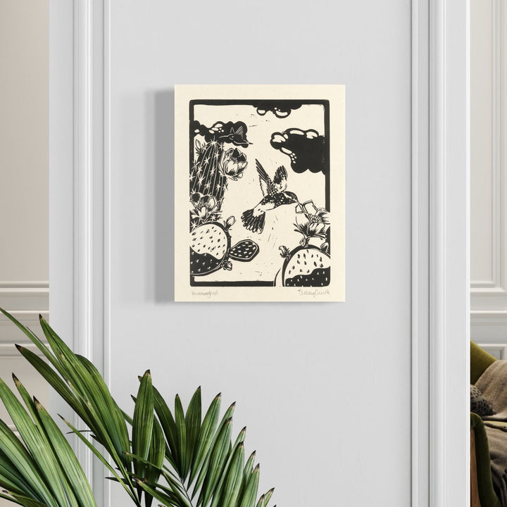 The artwork, Hummingbird, by Ashley Ranae Quick, displayed in a room.